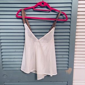 White Sheer Tank w/ Suede Straps